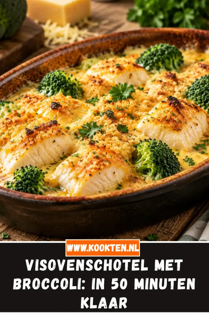 visovenschotel met broccoli van dichtbij op het bord