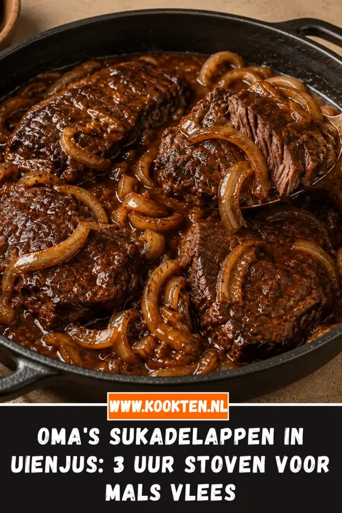 OMA'S SUKADELAPPEN IN UIENJUS met zachte uien en rijke jus