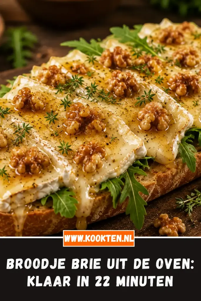 Broodje brie uit de oven met honing, walnoten en rucola