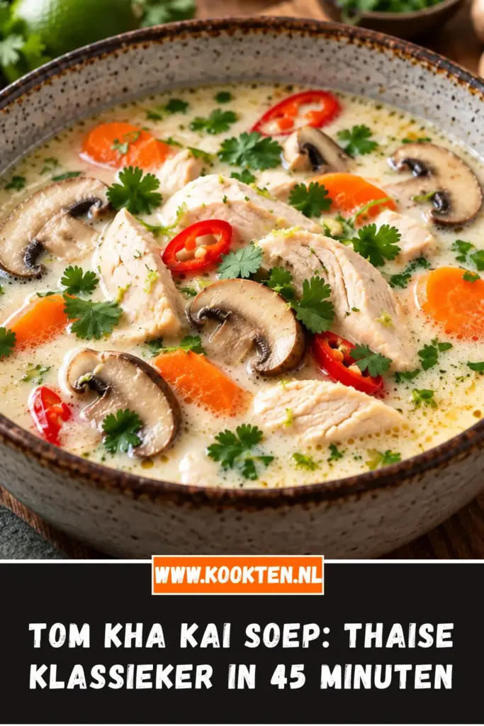 tom kha kai soep van dichtbij op het bord