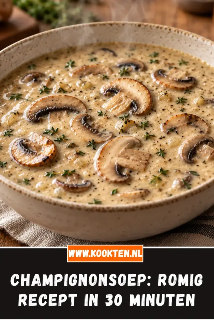 champignonsoep van dichtbij op het bord
