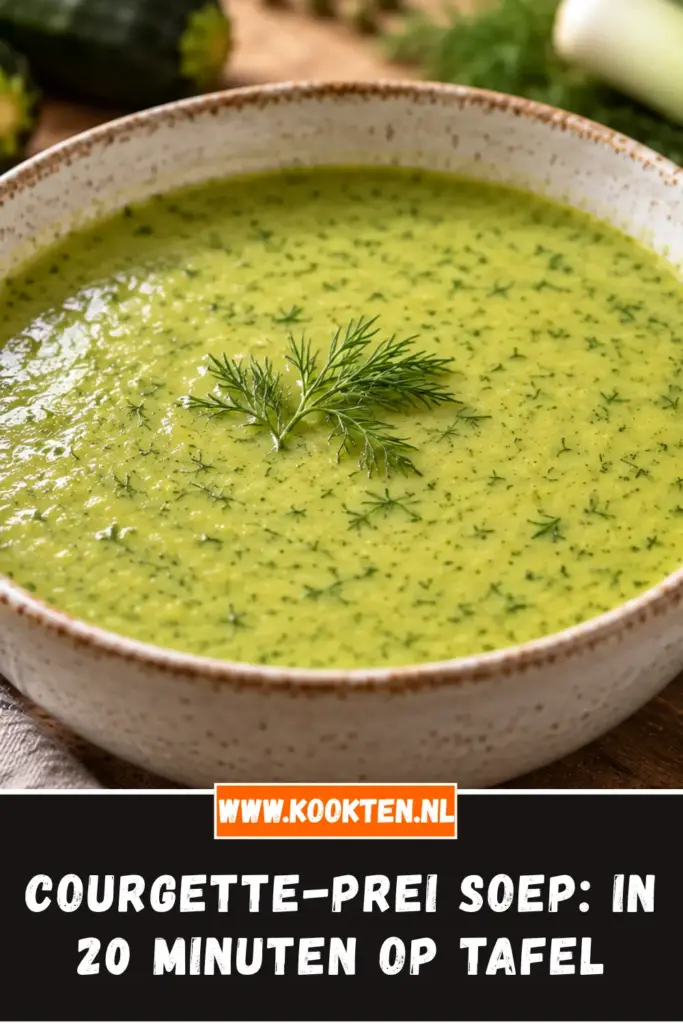 courgette-prei soep van dichtbij op het bord
