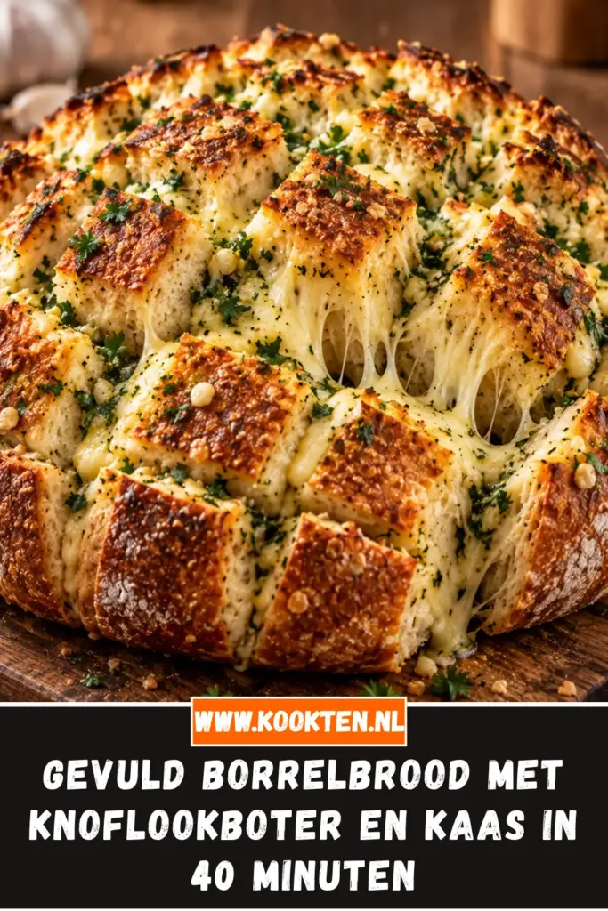 gevuld borrelbrood met knoflookboter en kaas van dichtbij op het bord