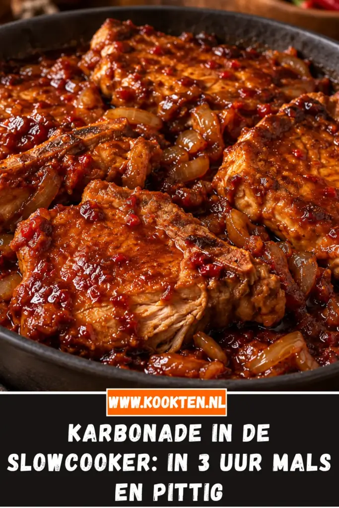 karbonade in de slowcooker van dichtbij op het bord