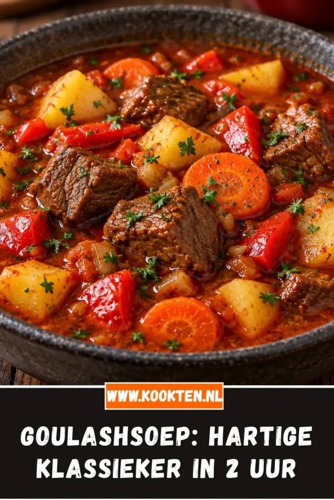 goulashsoep van dichtbij op het bord