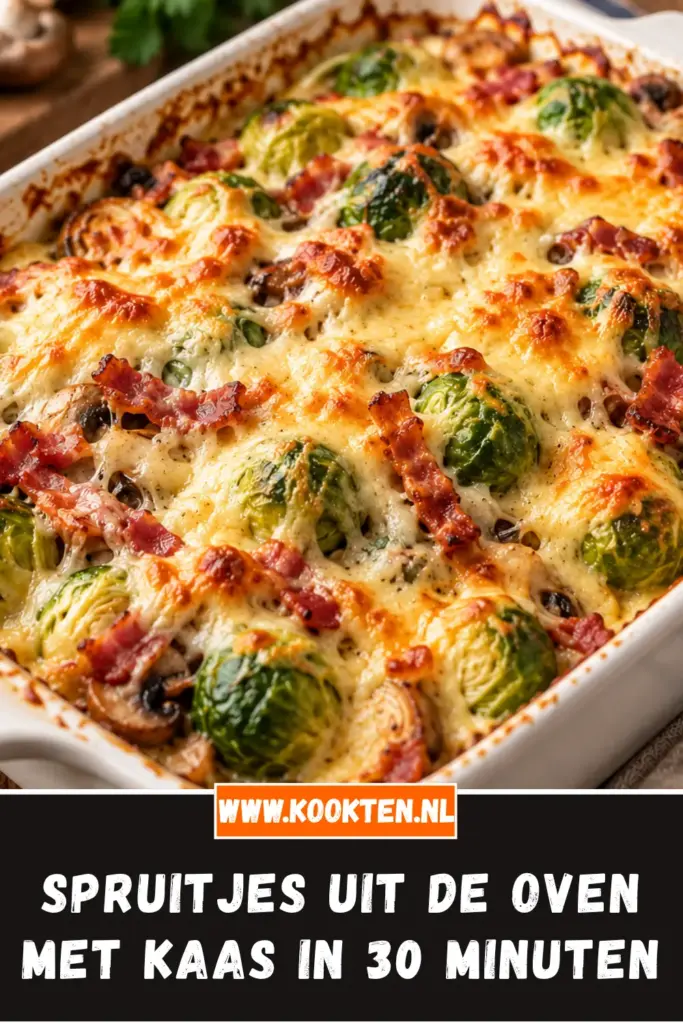 spruitjes uit de oven met kaas van dichtbij op het bord