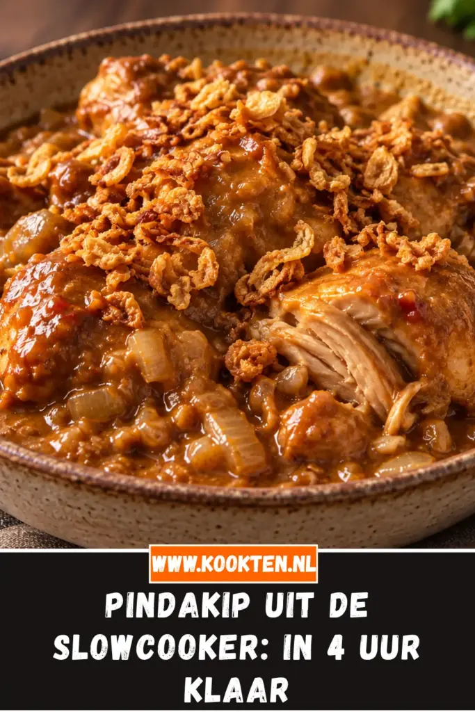 pindakip uit de slowcooker van dichtbij op het bord