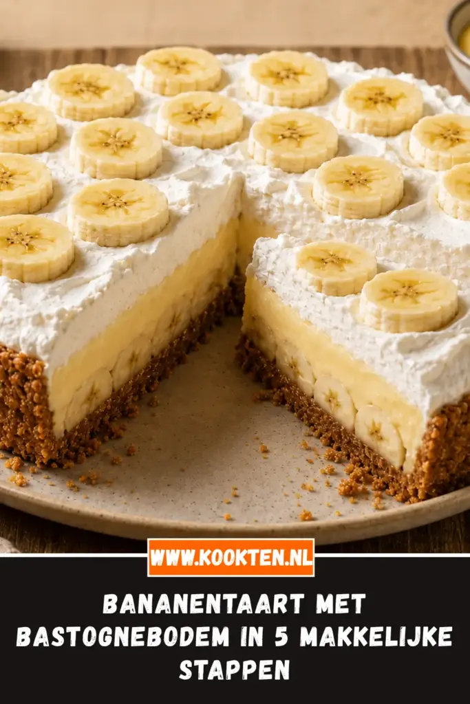 BANANENTAART MET BASTOGNEBODEM van dichtbij op het bord