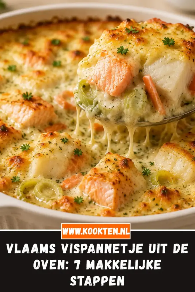 VLAAMS VISPANNETJE UIT DE OVEN van dichtbij op het bord