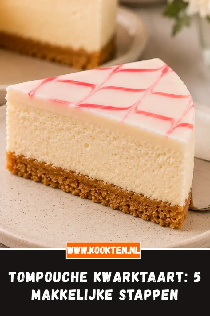 TOMPOUCHE KWARKTAART van dichtbij op het bord