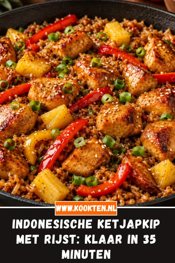 INDONESISCHE KETJAPKIP MET RIJST van dichtbij op het bord