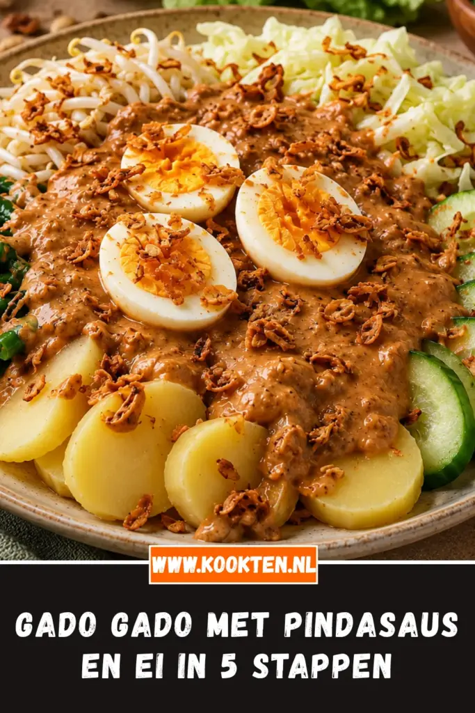 GADO GADO MET PINDASAUS EN EI van dichtbij op het bord