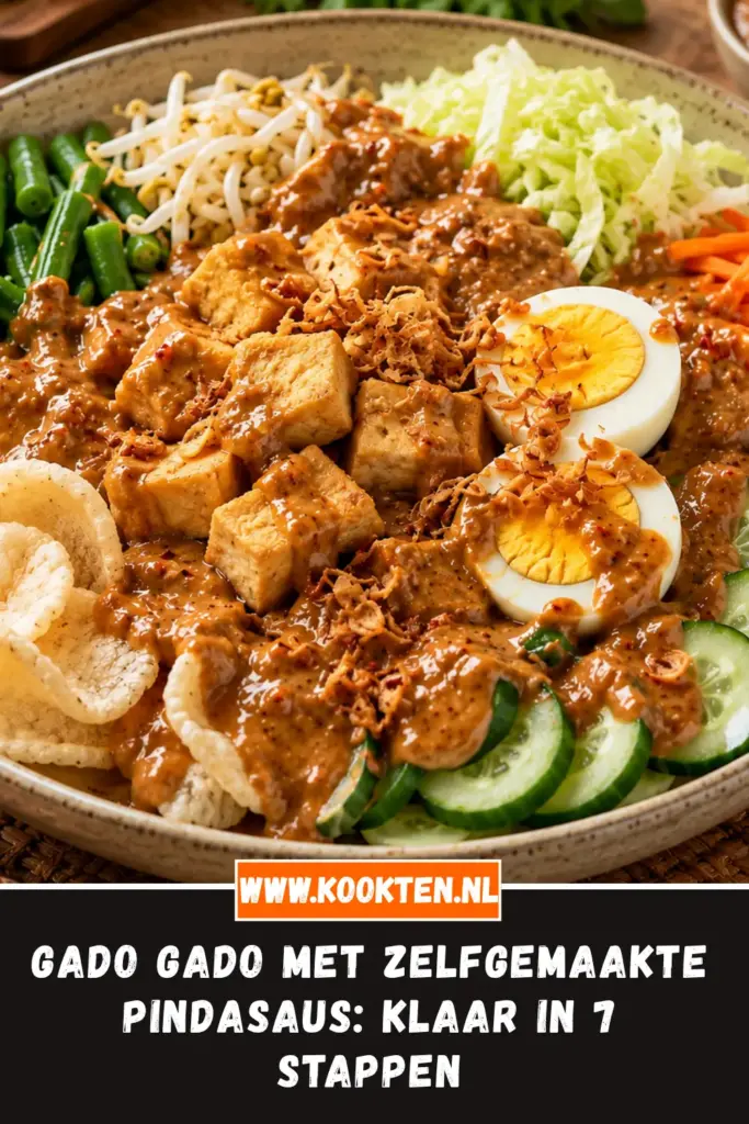 GADO GADO MET ZELFGEMAAKTE PINDASAUS van dichtbij op het bord