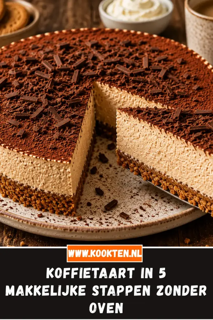 KOFFIETAART van dichtbij op het bord