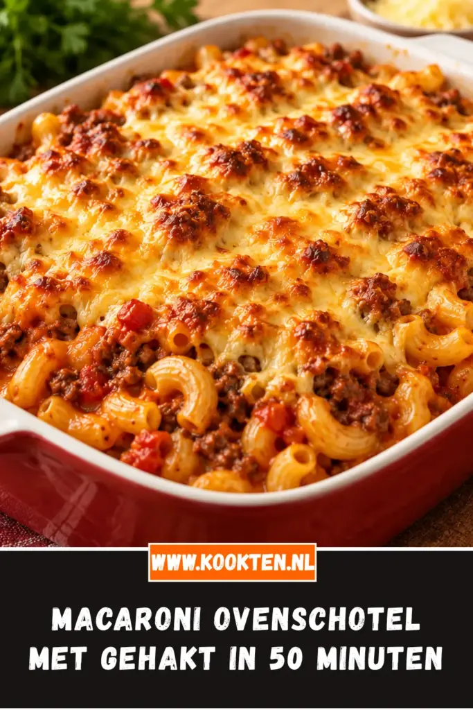 macaroni ovenschotel met gehakt van dichtbij op het bord