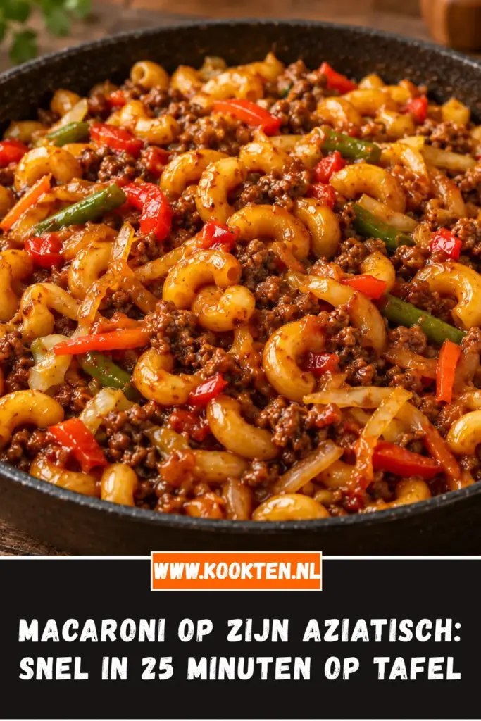 macaroni op zijn aziatisch van dichtbij op het bord