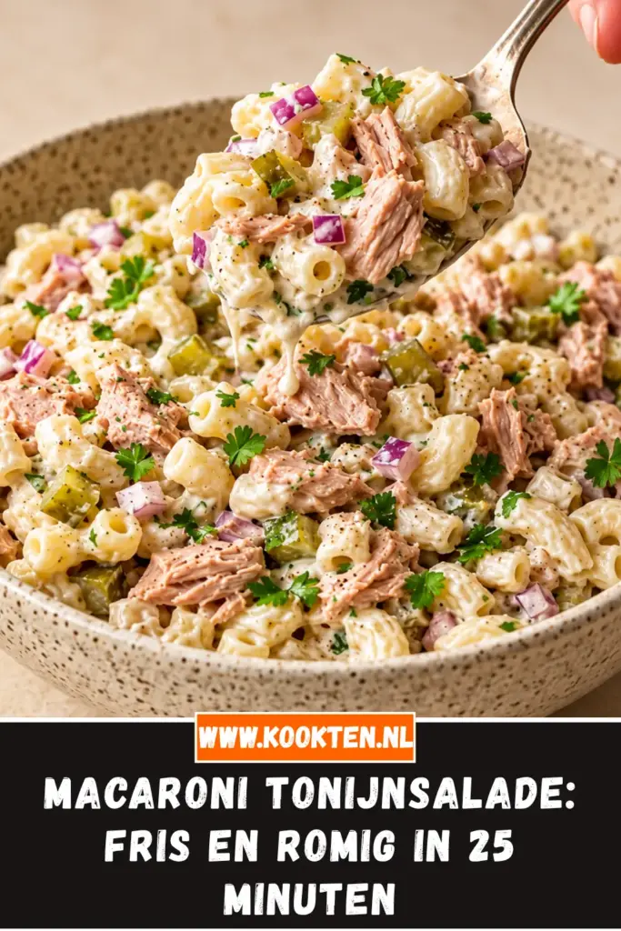 macaroni tonijnsalade van dichtbij op het bord