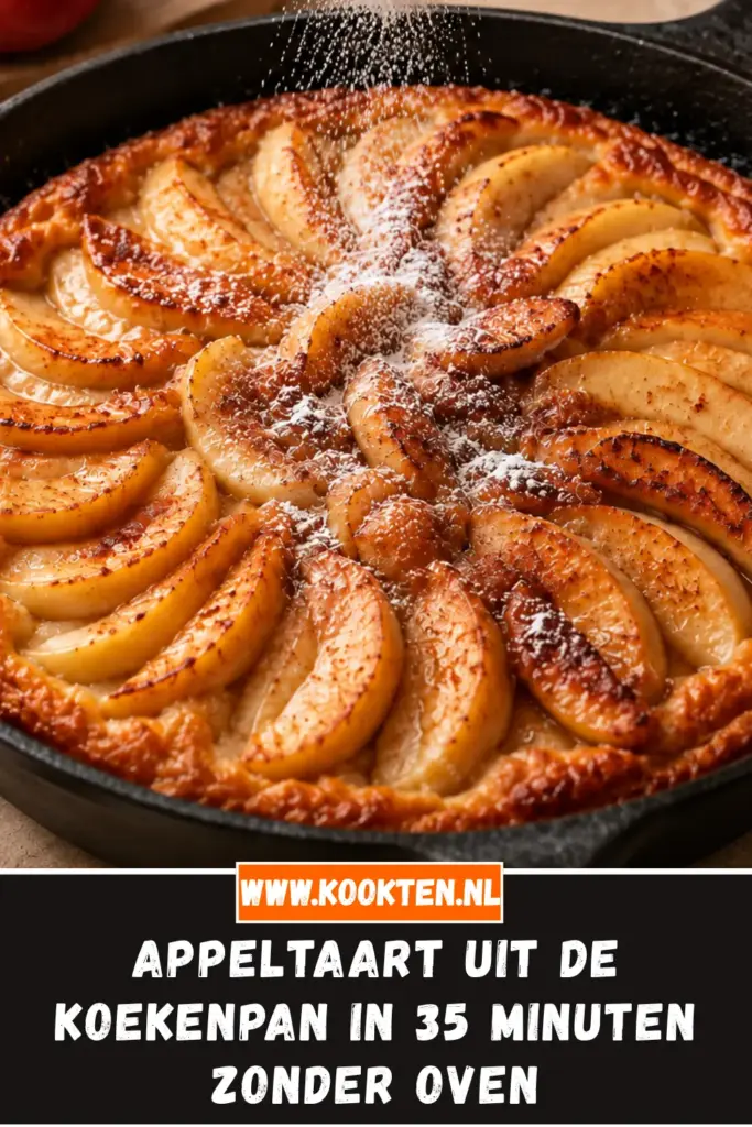 Appeltaart uit de koekenpan met kaneel en appel