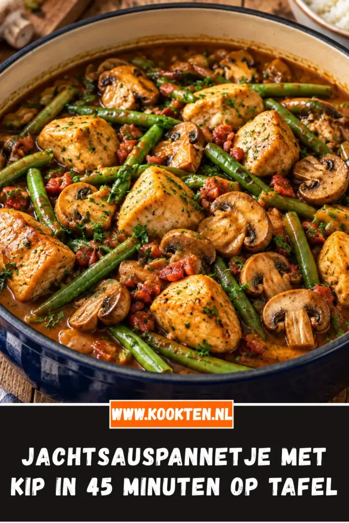 jachtsauspannetje met kip van dichtbij op het bord